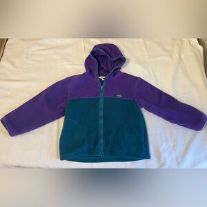 LL Bean Vintage 90s Youth Large Purple and Green Fleece Zip Up